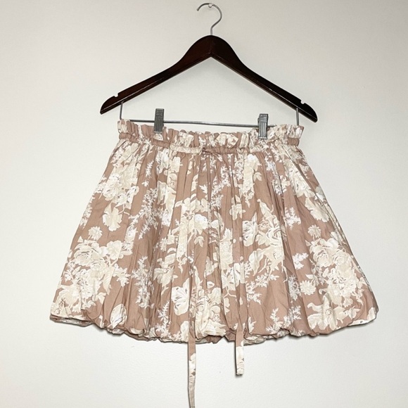 LoveShackFancy Dresses & Skirts - LoveShackFancy Cream Floral Mini Skirt (Dusty Pink Base)